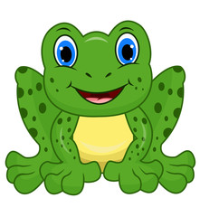 Cute frog cartoon isolated on white background