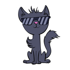 Funny cat with sunglasses cartoon