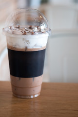Glass of iced cocoa drink