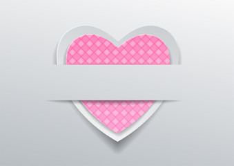 Heart with pink pattern on gray background