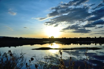 sunset river landscape