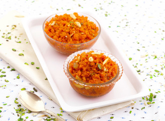 Indian Popular Sweet Food Carrot Halwa Also Know as Gajar ka Halwa, Carrot Dessert, Carrot Halva or Gajrela is a Carrot-Based Sweet Dessert Pudding From India