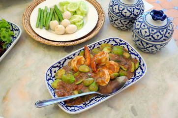 Stir fried shrimp paste with spicy southern Thai