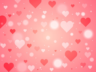 Happy Valentine's Day Backgound with Heart Shapes on Pink Background.