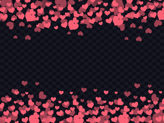 Love background decorated with red hearts.