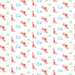 knee ankle injury feeling joint pain human leg icon painful area highlighted in red calcium phosphorus healthcare medical service concept seamless pattern flat