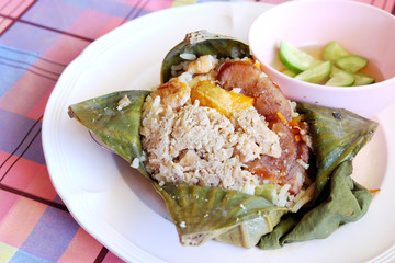 Rice wrapped lotus leaves of Thailand