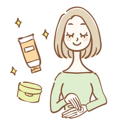 ハンドクリームを塗る女性