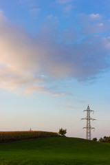 Fototapeta na wymiar power pole in bavaria countryside