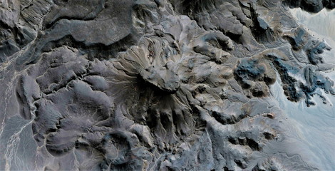 the wrinkles of the earth,  abstract photography of the deserts of Africa from the air. aerial view...