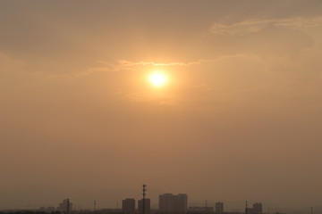 Naklejka premium sunset on river