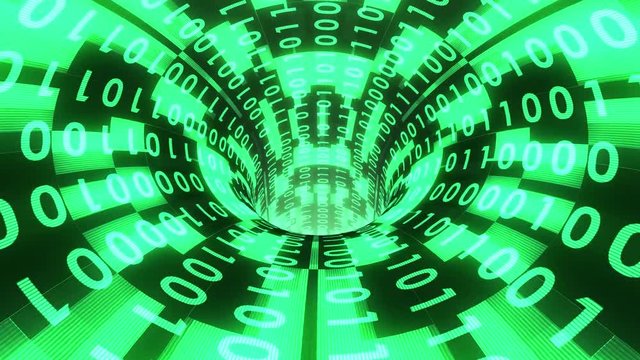 binary numbers data transfer wormhole funnel tunnel animation background new quality technological cool nice beautiful stock 4k video footage