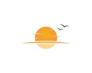 sun Logo Icon Vector Template.Sun over horizon
