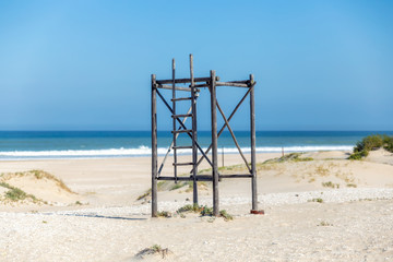 Old wooden african watch tower in Jeffreys bay, South Africa
