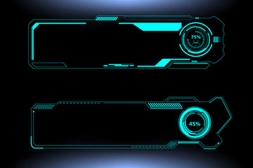 HUD Futuristic Technology Interface Screen Elements Panel Vector. Abstract Virtual Cyber Control Display Pack For Game App UI Illustration
