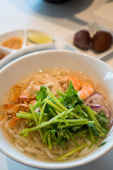 hot seafood Vietnamese noodle soup 