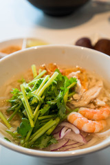 hot seafood Vietnamese noodle soup 