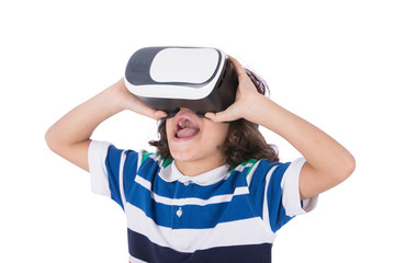 VR glasses player amazed