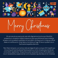 Merry Christmas, couple of man and woman dancing at night vector