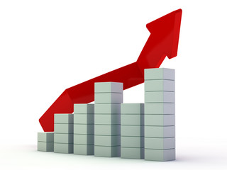Business graph and growth chart. 3D