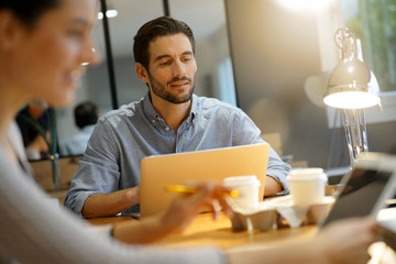 Handsome man in co working space