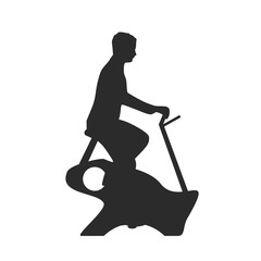 Man doing cycling with exercise bike at the gym. This illustration about fitness and sport.