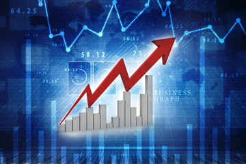 3d rendering Stock market online business concept. business Graph 