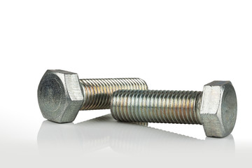 two galvanized steel bolts