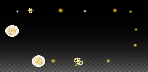 Luxury Vector Gold Percentage Sign Confetti on Transparent. Percent Sale Background. Business, Economics Print. Discount Illustration. Promotion Poster. Black Friday Banner. Special offer Template.