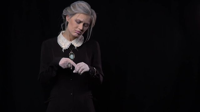 Funny, old woman is sad because she cant have sex