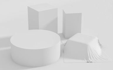 Abstract geometric shape group set scene minimal, 3d rendering