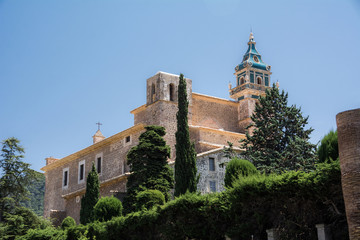 Fototapeta na wymiar Mallorca, Balearic Islands, Spain - July 21, 2013: Valldemossa Charterhouse (Carthusian Monastery of Valldemossa)