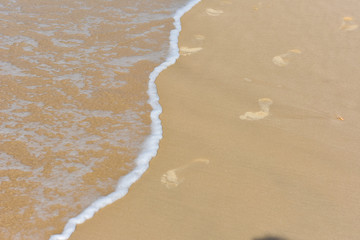 Fototapeta na wymiar Sea foam on golden sand