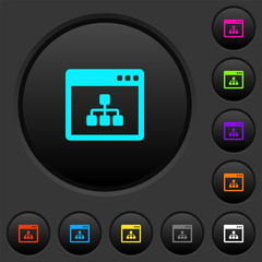 Networking application dark push buttons with color icons