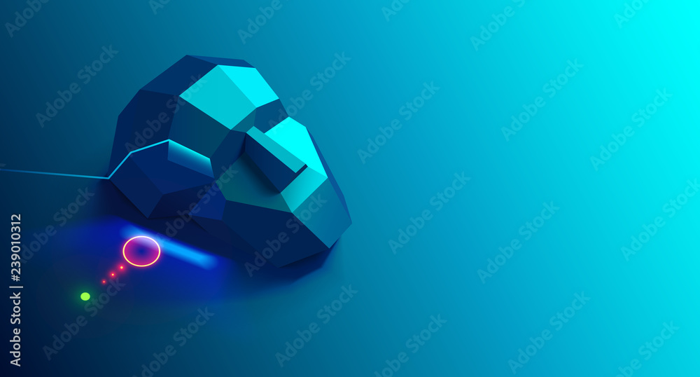 Leinwandbilder low poly face of artificial intelligence. AI technology concept. future tech concept. Abstract robot mind or brain analyzes data.