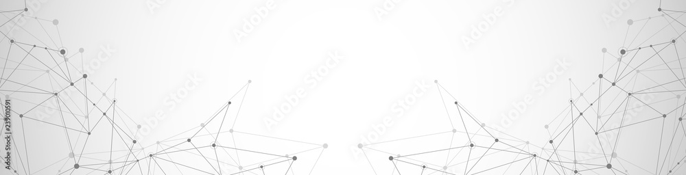 Poster geometric abstract background with connected dots and lines. molecular structure and communication. 