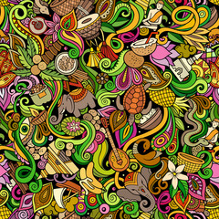 Fototapeta premium India culture hand drawn doodles seamless pattern. Indian backgraund