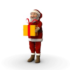 Santa Claus brings a gift.3D illustration