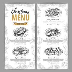 Hand drawing Christmas holiday menu design. Restaurant menu