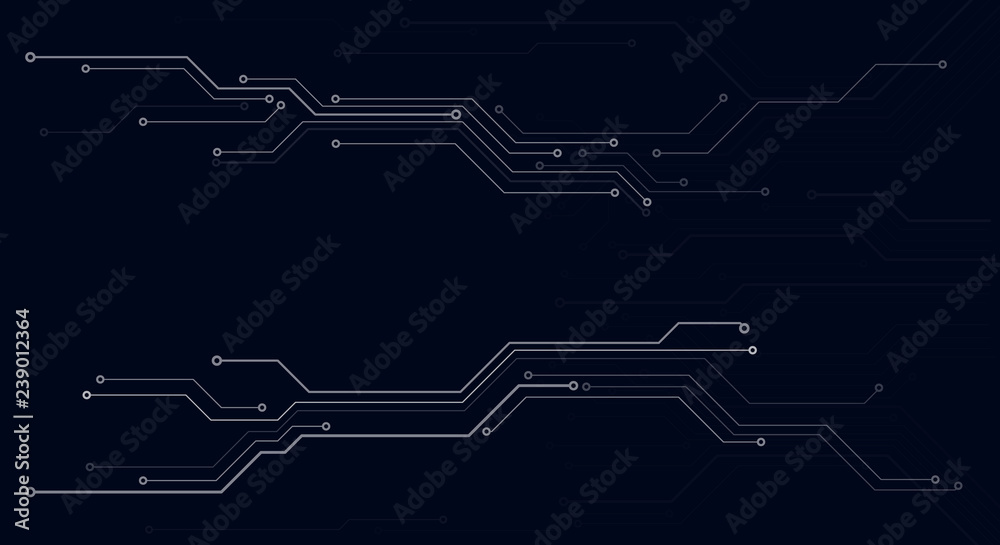 Poster Circuit Board Technology Information Pattern Concept Vector Background. Modern Color Abstract PCB Trace Data Infographic Design Illustration.