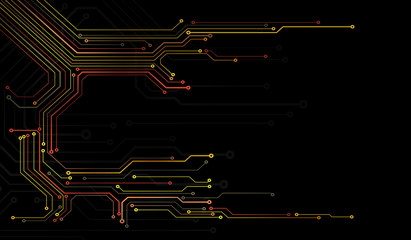 Circuit Board Technology Information Pattern Concept Vector Background. Modern Color Abstract PCB Trace Data Infographic Design Illustration.