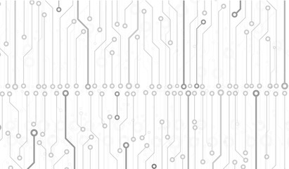 Circuit Board Technology Information Pattern Concept Vector Background. Grayscale Color Abstract PCB Trace Data Infographic Design Illustration.