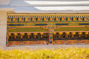 Prayer wheels at Trashiyangtse Dzong