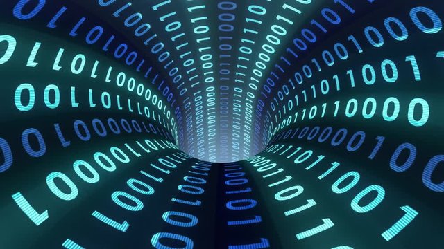 binary numbers data transfer wormhole funnel tunnel animation background new quality technological cool nice beautiful stock 4k video footage