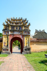 Obraz premium Wonderful view of the Meridian Gate to the Imperial City with the Purple Forbidden City within the Citadel in Hue, Vietnam. Hue is a popular tourist destination of Asia.