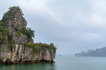 Fototapeta premium HALONG bay in vietnam. UNESCO World Heritage Site. This view from TiTop island and its most popular view for travel in Halong bay.