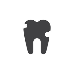 Broken tooth vector icon. filled flat sign for mobile concept and web design. Tooth caries simple solid icon. Dentistry symbol, logo illustration. Pixel perfect vector graphics