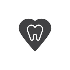 Teeth Heart Inside vector icon. filled flat sign for mobile concept and web design. Dental care simple solid icon. Symbol, logo illustration. Pixel perfect vector graphics