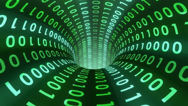 binary numbers data transfer wormhole funnel tunnel animation background new quality technological cool nice beautiful stock 4k video footage