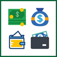 4 dollar icon. Vector illustration dollar set. wallet and money icons for dollar works